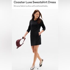 Athleta Coaster Luxe Sweatshirt Dress - Black